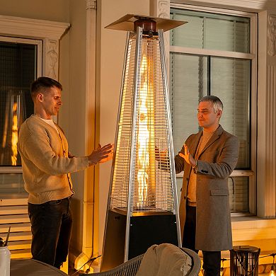 Outdoor 48,000 BTU Pyramid Propane Gas Patio Heater with Wheels, Black