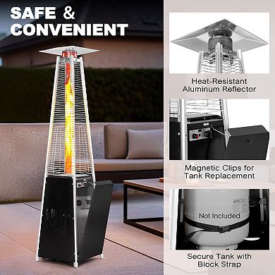 Outdoor 48,000 BTU Pyramid Propane Gas Patio Heater with Wheels, Black