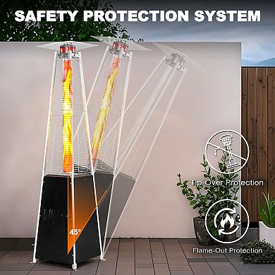 Outdoor 48,000 BTU Pyramid Propane Gas Patio Heater with Wheels, Black