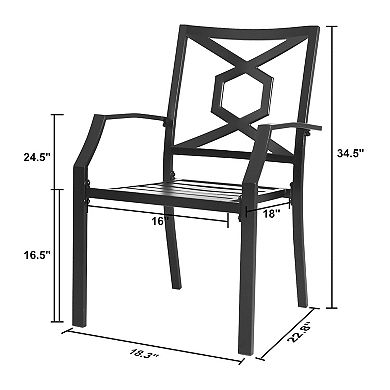 Outdoor Patio 2-Piece Chair Set, Weather-Resistant Iron Frame, Powder-coated Finish, Black