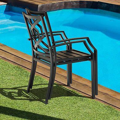Outdoor Patio 2-Piece Chair Set, Weather-Resistant Iron Frame, Powder-coated Finish, Black