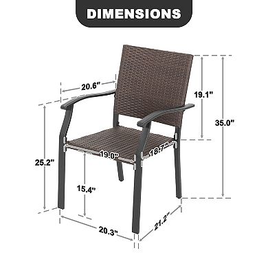 Patio 2-Piece Outdoor Dining Chairs, Durable Iron Frame, All-Weather Wicker, Black