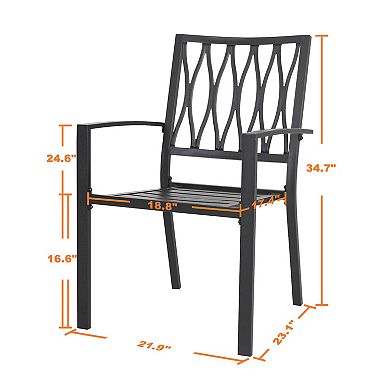 Outdoor 4-Piece Patio Chair Set, Powder-coated Iron, Black
