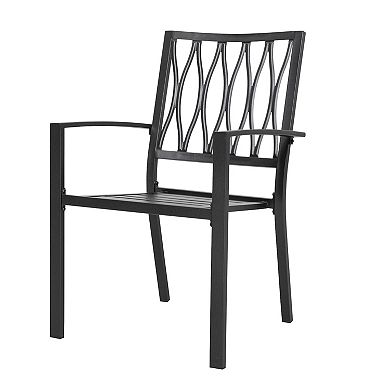 Outdoor 4-Piece Patio Chair Set, Powder-coated Iron, Black