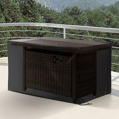43'' Rectangular Fire Pit Cover with PVC Coating for Outdoor Patio Propane Fire Pit Table, Black