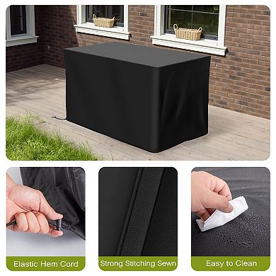43'' Rectangular Fire Pit Cover with PVC Coating for Outdoor Patio Propane Fire Pit Table, Black
