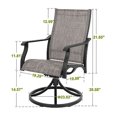 Patio 2-Piece Swivel Dining Chairs, Breathable Textilene and Aluminum Frame, Grayish Brown