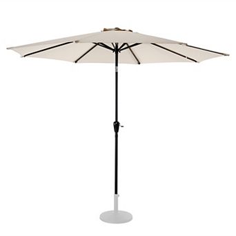 Outdoor 7.5' Round Patio Vented Table Umbrella, with Crank, Push Button Tilt, Aluminum Pole, Beige