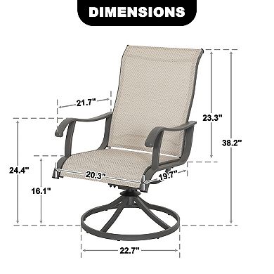 Patio 2-Piece Swivel Dining Chairs, Outdoor Textilene Dining Chairs with Metal Frame, Beige