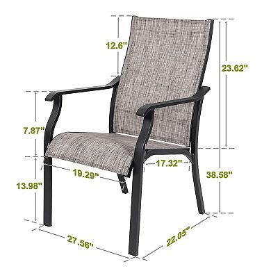 Patio 2-Piece Textilene Dining Chairs, Aluminum Frame for Indoors and Outdoors, Grayish Brown