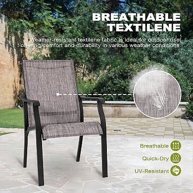 Patio 2-Piece Textilene Dining Chairs, Aluminum Frame for Indoors and Outdoors, Grayish Brown
