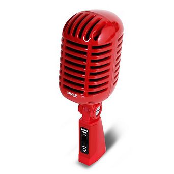 Pyle Classic Retro Dynamic Vocal Microphone with 16' XLR Cable (PDMICR42) - Red