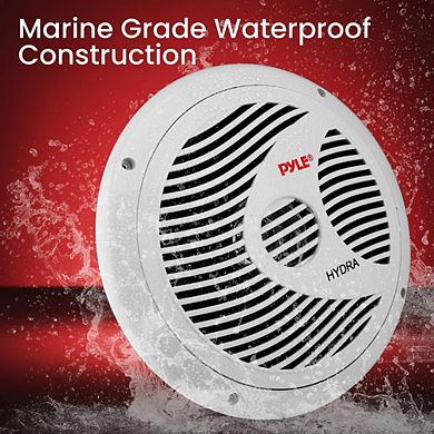 Pyle 6.5'' Waterproof Marine Component Speakers (PLMR60W) - Full Range Stereo Sound - White