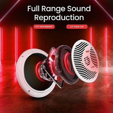 Pyle 6.5'' Waterproof Marine Component Speakers (PLMR60W) - Full Range Stereo Sound - White
