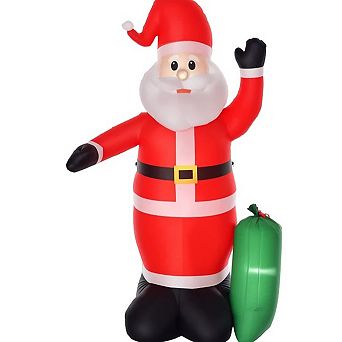 Christmas Inflatables Outdoor Decorations Santa Claus with Toy Bag with LED Lights Display