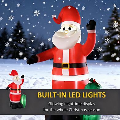 Christmas Inflatables Outdoor Decorations Santa Claus with Toy Bag with LED Lights Display