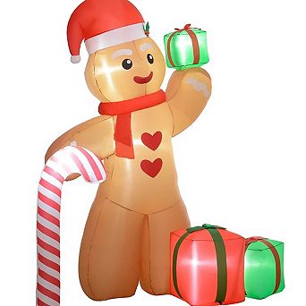 Christmas yard decorations Inflatable Gingerbread Man with LED Lights for Christmas Holiday