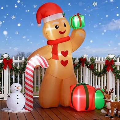 Christmas yard decorations Inflatable Gingerbread Man with LED Lights for Christmas Holiday