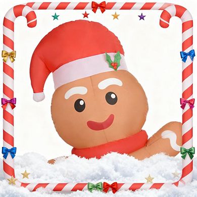 Christmas yard decorations Inflatable Gingerbread Man with LED Lights for Christmas Holiday