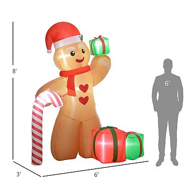 Christmas yard decorations Inflatable Gingerbread Man with LED Lights for Christmas Holiday
