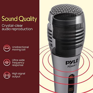 Pyle Dynamic Handheld Microphone with 6.5' XLR Cable (PDMIK1) - Rugged & High Output