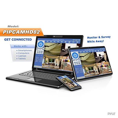 Pyle PIPCAMHD82 1080p WiFi Security Camera with Remote Monitoring & Pan/Tilt Control - White