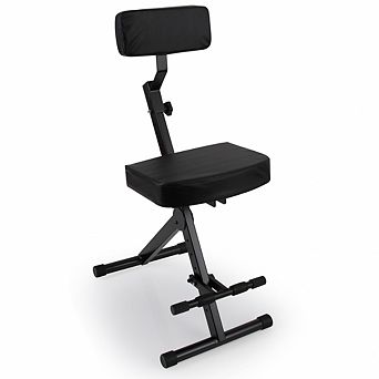 Pyle PKST70 Musician's Chair Seat Stool - Adjustable Height with Cushioned Backrest & Foot Rest