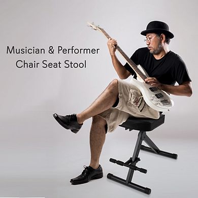 Pyle PKST70 Musician's Chair Seat Stool - Adjustable Height with Cushioned Backrest & Foot Rest