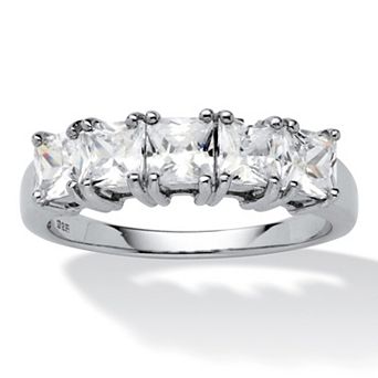 PalmBeach Jewelry 1.85 TCW Princess-Cut Cubic Zirconia Platinum-plated Silver Wedding Band