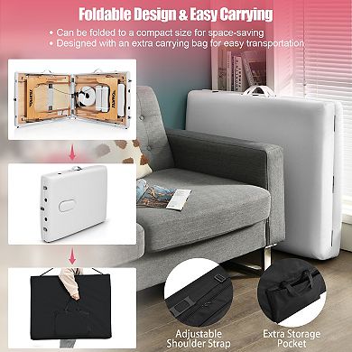 3 Fold Portable Adjustable Massage Table with Carry Case