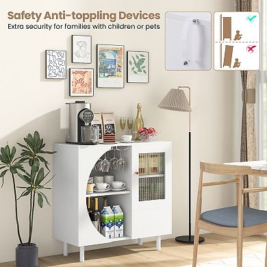 Kitchen Sideboard with Glasses Holder for Living Room Dining Room-White