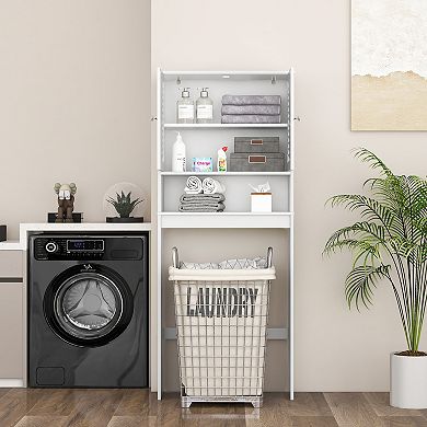 Over The Toilet Storage Cabinet with Double Doors and Adjustable Shelf