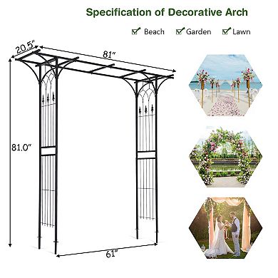 81 x 20 Inch Metal Garden Arch for Various Climbing Plant