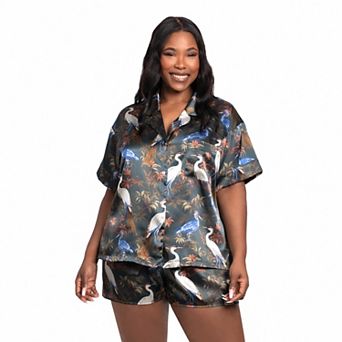 Plus Size Lilac+London 2 pc Pajama Top & Pajama Shorts Set