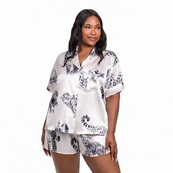 Plus Size Lilac+London 2 pc Pajama Top & Pajama Shorts Set
