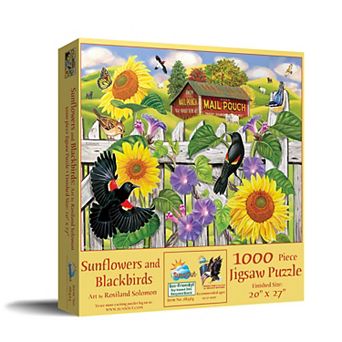 Sunflowers and Blackbirds 1000 pc Jigsaw Puzzle