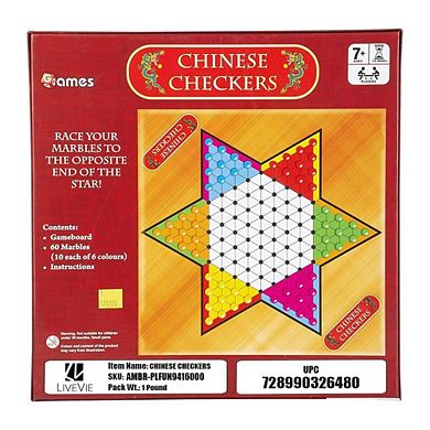 Chinese Checkers: Classic multicolor strategy game for 6 players, fun for all ages.