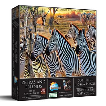 Zebras and Friends 500 pc Large Piece Jigsaw Puzzle