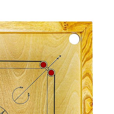 Carrom Board 32"x32" with coins, striker, bori powder; mango wood frame, smooth surface.