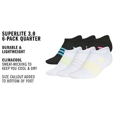Girls adidas Superlite 3.0 6-Pack No Show Socks