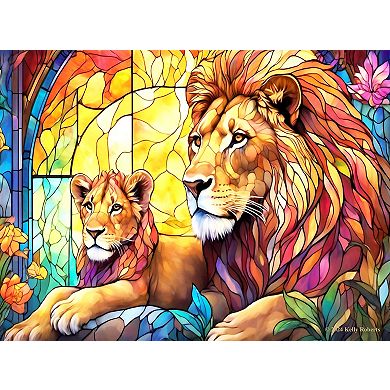 Stained Glass Zoo Lion Family 1000 piece Jigsaw Puzzle