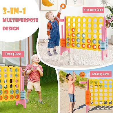 4-in-a-Row Connect Game with Basketball Hoop and Toss Ring - Pink