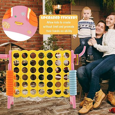 4-in-a-Row Connect Game with Basketball Hoop and Toss Ring - Pink