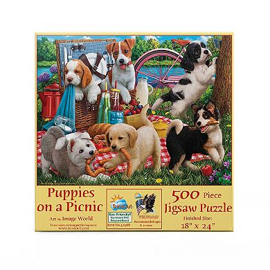 Puppies on a Picnic 500 piece Jigsaw Puzzle