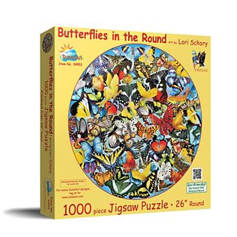 Butterflies in the Round 1000 pc Round Jigsaw Puzzle
