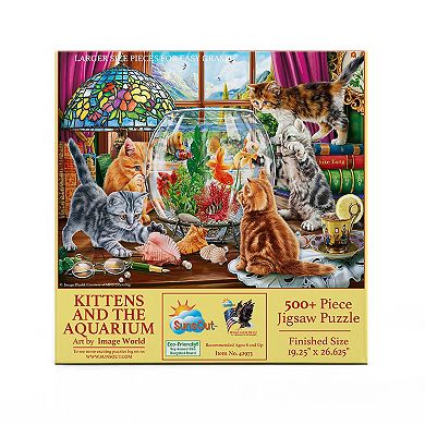 Kittens and the Aquarium 500 piece Large Pieces Jigsaw Puzzle
