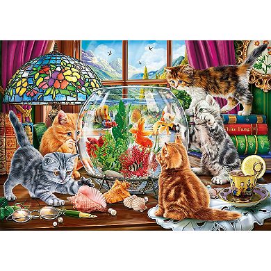 Kittens and the Aquarium 500 piece Large Pieces Jigsaw Puzzle