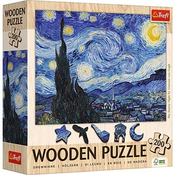 Trefl Wood Craft 200 pc Wooden Puzzle - The Starry Night - Vincent van Gogh