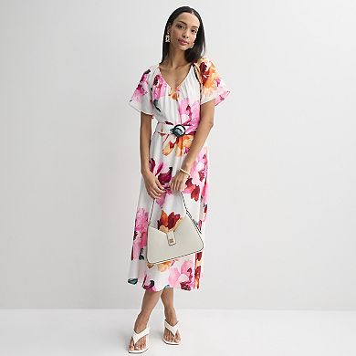 Women's Nine West V-Neck Belted Midaxi Dress
