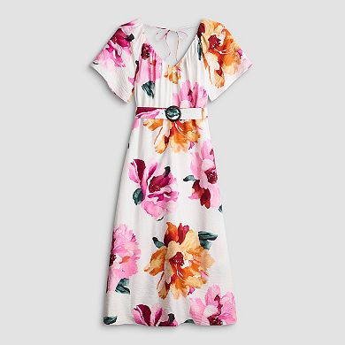 Women's Nine West V-Neck Belted Midaxi Dress